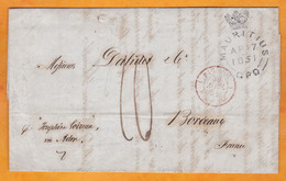 1851 - Folded Letter With 3-page Content In French From Port Louis, Mauritius To Bordeaux Via Aden Per Josephine Loizeau - Mauritius (...-1967)