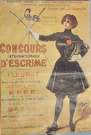 Affiche Exposition Universelle Paris 1900 - Concours Internationaux D'Escrime (Fleuret, Epée, Sabre) Illustration PAL - Manifesti