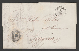 1872 Sobreescrito Amadeo I Ed 122 De 12 C. Fechador Segovia Y Madrid - Cartas & Documentos