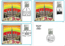 3185d: Wiener Rathaus, Architekt Friedrich Schmidt, Sonderstempel- Set Auf Maximumkarten Zum 100- Jährigen Jubiläum - Ringstrasse