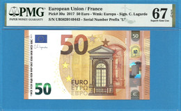 50 EURO FRANCE LAGARDE UB-U030 PMG 67 (D075) - 50 Euro