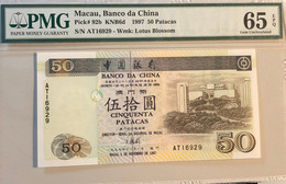 1997 BANCO DA CHINA BOC 50 PATACAS PICK#92b PMG65PMG, AT PREFIX - - Macau