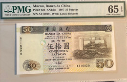 1997 BANCO DA CHINA BOC 50 PATACAS PICK#92b PMG65PMG, AT PREFIX - - Macao