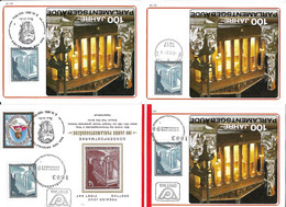 3185j: Wiener Parlament, Architekt Theophil Hansen, Sonderstempel- Set Auf 4 Belegen (FDC Und 3 Maximumkarten) - Ringstrasse