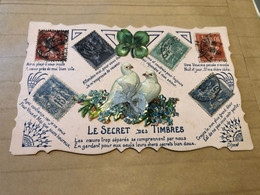 Le Langage Des Timbres * " LE SECRET DES TIMBRES " * RARE CPA * Timbre Stamp Stamps Philatélie - Stamps (pictures)