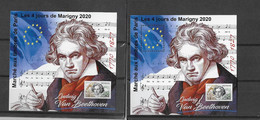 ⭐ France Bloc Souvenir Carré Marigny 2020 Beethoven Les Deux Blocs⭐ - Souvenir Blocks & Sheetlets