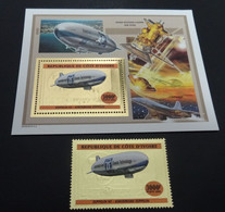 &CSAV 134& IVORY COAST, MICHEL 1441A+BL 142 MNH**, ZEPPELIN, GOLD STAMP, SPACE. ONLY 600 ISSUED. - Côte D'Ivoire (1960-...)