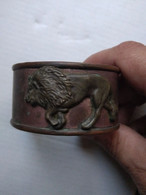 Bracelet De Manchette En Cuivre, Lion Bronze Vintage - Pulseras