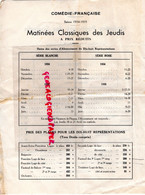 75- PARIS- PROGRAMME PRIX DES PLACES COMEDIE FRANCAISE 1934-1935- - Programma's