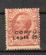 Y2363 - CORFU' 1923 , 25 Su 10 Cent N. 9  Gomma Integra *** MNH. Raro - Corfu