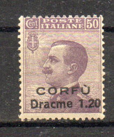 Y2364 - CORFU' 1923 , 1.20 Su 50 Cent N. 10  Gomma Integra *** MNH. - Corfou