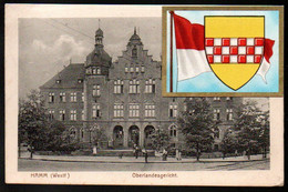 Alte Postkarte, NRW, HAMM, Oberlandesgericht, Gelaufen 1917 + Wappen KOSMOS-Zigarettenbild - Hamm