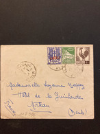 LETTRE TP COQ D'ALGER 2F + TP 60c + TP CHAINES BRISEES 50c Surch. ALGERIE OBL.20-2 46 ALGER - 1944 Hahn Und Marianne D'Alger