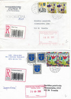 2 Briefe - Wappen Eiche Eichel Trencianske Stankovce Reko Kinderzeichnung Dubnica Nad Vahom Stara Tura Trnava - Lettres & Documents