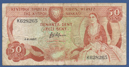 CYPRUS - P.52a – 50 Cents / Sent 01.04.1987 Circulated Serie K628265 - Chipre