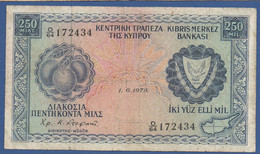 CYPRUS - P.41c – 250 Mils / Mil 01.06.1979 Circulated Serie O/64 172434 - Chipre