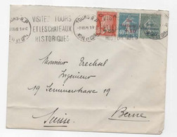 LETTRE 1 ER SERIE CAISSE AMORTISSEMENT OBLITERE TOURS 1928 PE BERNE SUISSE - Storia Postale