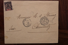 NOSSI BE 1897 Hellville France Pour CHEMNITZ Saxe Germany Ligne LV N°2 La Réunion Cover Colonie Empire German - Cartas