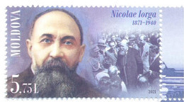 2021. Moldova, Nicolae Iorga, Historian, Writer, Publicist, Politician, 1v, Mint/** - Moldova