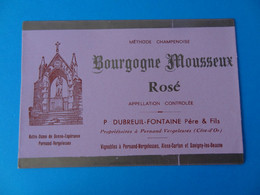 Etiquette Ancienne Bourgogne Mousseux Rosé Dubreuil Fontaine Père & Fils - Bourgogne