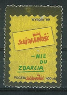 Poland SOLIDARITY (S649): Elections '89 For Heavy Duty (yellow) - Viñetas Solidarnosc