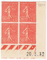 50c Semeuse Lignée Ybert 199, BP De BP+BQ, Charnière Invisible - 1930-1939