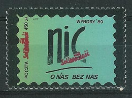 Poland SOLIDARITY (S665): Elections '89 Nothing About Us (blue-green) - Vignettes Solidarnosc