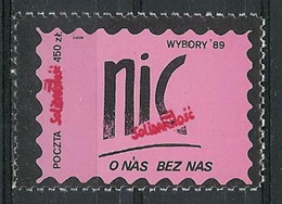 Poland SOLIDARITY (S666): Elections '89 Nothing About Us (pink) - Viñetas Solidarnosc