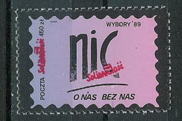 Poland SOLIDARITY (S654): Elections '89 Nothing About Us (pink-blue) - Vignettes Solidarnosc