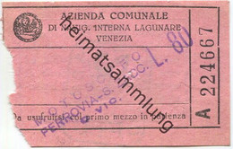 Italien - Azienda Comunale Di Navig. Interna Lagunare Venezia - Motoscafo Ferrovia-S.Zacc. - Fahrschein L.80 - Europe