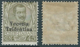 1918 TRENTINO ALTO ADIGE VENEZIA TRIDENTINA FLOREALE 45 CENT MH * - RA13-2 - Trentino