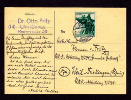 DR Postkarte ULM (DONAU) - Weil-Friedlingen - 25.10.44 Mi.897 Landesschiessen Innsbruck Juli 1944 - Lettres & Documents