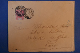 E12 GUYANNE RARE LETTRE 1906 PETIT BUREAU ST LAURENT DU MARONI POUR PARIS FRANCE + MARQUE MANUSCRITE BLEUE ET CIRE ROUGE - Storia Postale