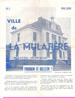 Premier Bulletin Municipal N°1 De La Ville De La Mulatière De Mai 1960 - Other & Unclassified