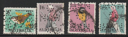 AUSTRALIE - N°291+293/4+330 Obl (1963-70) Oiseaux : Perforés. - Perforiert/Gezähnt