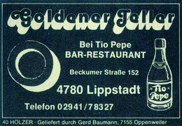 1 Altes Gasthausetikett, Bar-Restaurant Goldener Teller, Bei Tio Pepe, 4780 Lippstadt, Beckumer Straße 152 #2463 - Scatole Di Fiammiferi - Etichette