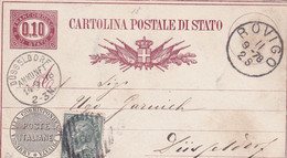 ITALIE  1878   ENTIER POSTAL/GANZSACHE/POSTAL STATIONERY  CARTE DE ROVIGO - Postwaardestukken