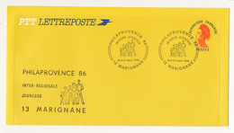 Lettre-poste Jaune Avec Cachet Temporaire Et Repiquage - Philaprovence - Interrég. Jeunesse - MARIGNANE 1986 - Buste Ristampe (ante 1955)