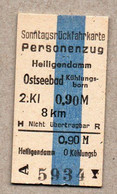 BRD - Eisenbahn Pappfahrkarte -- Heiligendamm - Kühlungsborn  (Sonntagsrück) - Europe