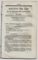 Bulletin Des Lois 438 1851 Brevets D'invention (Robert Horloger à Sancerre...)/Routes/Juridiction Commissaires De Police - Decreti & Leggi