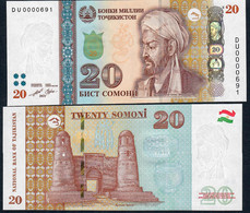 TAJIKISTAN P25 ?  20 Somoni 2021  #DU 0000691   UNC. - Tayikistán