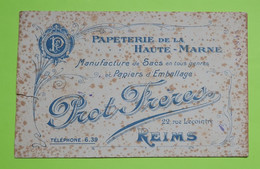 Buvard 38 - PAPETERIE Sac Emballage PROT FRÈRES Reims - Etat D'usage : Voir Photos - 22.5x14 Environ - Années 1930 40 - Papeterie