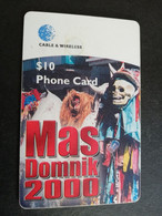 DOMINICA / $10 CHIPCARD  MAS DOMINIC  FESTIVAL 2000       Fine Used Card  ** 6288 ** - Dominica