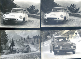 Lot De 4 Cartes Publicitaires Pour Les Automobiles Cotroën DS Dans Rallyes Monte Carlo Alpes Liège Sofia     SPT21-47 - Rallyes