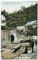 CLOVELLY - FROM THE PIER / POSTMARK & ADDRESS - EDGBASTON / MAIDENCOMBE FARM, TEIGNMOUTH (COYSH) - Clovelly