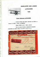 Enveloppe Ligne Latecoere 1926 Paris - St Louis Du Senegal  Lignes Aeropostale Mermoz St Exupery - Autres (Air)