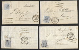 N°18 Sur 4 Lettres Oblit. LP 77 CàD Charleroi Voir Description (dates) (Lot 876) - 1865-1866 Profilo Sinistro