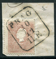AUSTRIA 1859 Franz Joseph 10 Kr. Type II Used On Piece With Prague Postmark.  Michel 14 II - ...-1918 Prephilately