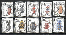 - Yvert N°103 à 112 Oblitérés - Type: Insectes Coléoptères, 10 Valeurs - 1960-.... Gebraucht