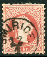 AUSTRIA 1874 Franz Joseph 5 Kr. Fine Print Used  With Smiřice  Postmark.  Michel 37 II - ...-1918 Préphilatélie